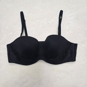 NWT Victorias Secret Strapless Convertible Adjustable Black Lined Demi  Size 36C